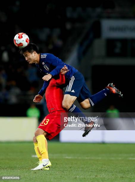Konno Yasuyuki in action during the EAFF E-1 Men's Football Championship between Japan and China at Ajinomoto Stadium on December 12, 2017 in Chofu,...