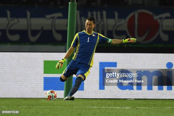 Ri Myong Guk of North Korea in action during the EAFF E-1 Men's Football Championship between North Korea and South Korea at Ajinomoto Stadium on...