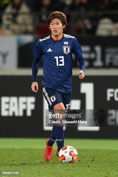 Shoma Doi of Japan in action during the EAFF E-1 Men's Football Championship between Japan and China at Ajinomoto Stadium on December 12, 2017 in...