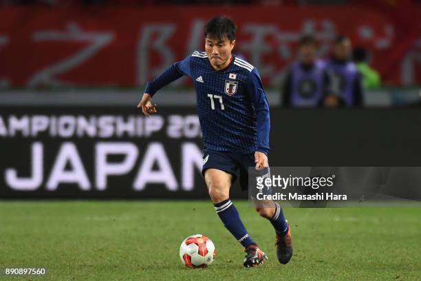 Yasuyuki Konno of Japan in action during the EAFF E-1 Men's Football Championship between Japan and China at Ajinomoto Stadium on December 12, 2017...