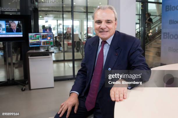 Jean-Louis Chaussade, chief executive officer of Suez SA, poses for a photograph ahead of a Bloomberg Television interview at the One Planet Summit...