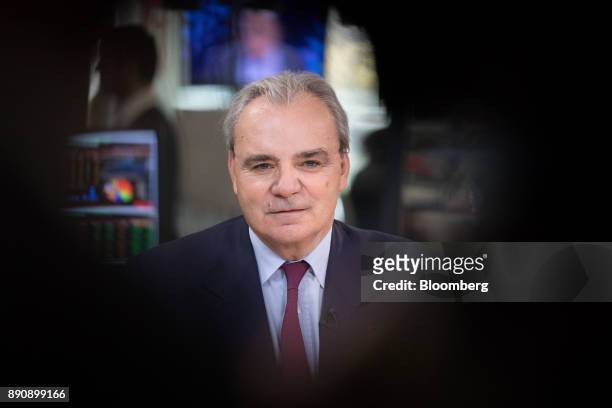 Jean-Louis Chaussade, chief executive officer of Suez SA, pauses during a Bloomberg Television interview at the One Planet Summit in Paris, France,...