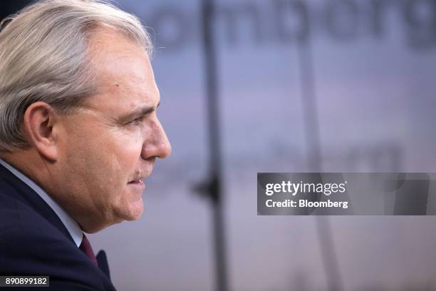 Jean-Louis Chaussade, chief executive officer of Suez SA, speaks during a Bloomberg Television interview at the One Planet Summit in Paris, France,...