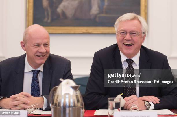 Brexit Secretary David Davis and First Secretary of State Damian Green attend a Joint Ministerial Committee meeting in Whitehall, London to discuss...