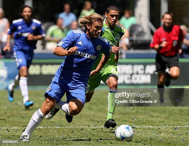 Andriy Shevchenko of Chelsea FC in action during the friendly match between Chelsea FC and Seattle Sounders FC on July 18, 2009 at Qwest Field in...