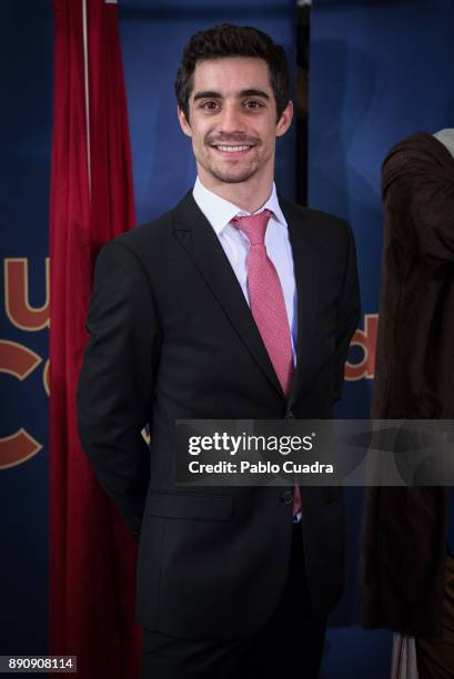 Spanish ice skater Javier Fernandez unveils his wax figure at the Wax Museum on December 12, 2017 in Madrid, Spain.