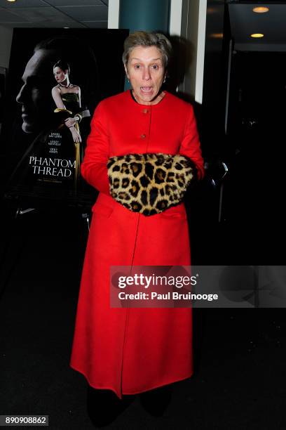 Frances McDormand attends the New York premiere of "Phantom Thread" at The Film Society of Lincoln Center, Walter Reade Theatre on December 11, 2017...