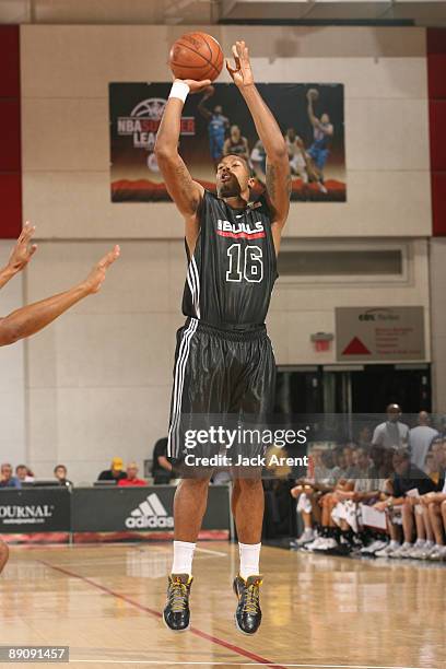 James Johnson Chicago Bulls shoots the ball against the New York Knicks the during the NBA Summer League presented by EA Sports on July 18, 2009 at...