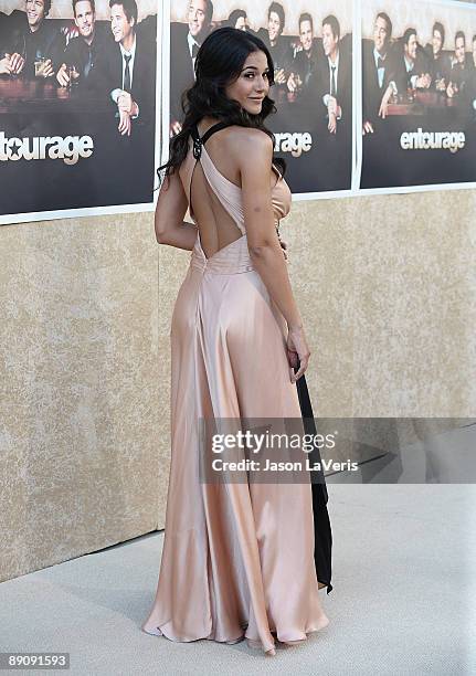 Actress Emmanuelle Chriqui attends the sixth season premiere of HBO's "Entourage" at Paramount Studios on July 9, 2009 in Los Angeles, California.