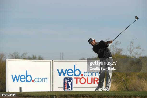 Chip Lynn plays a tee shot on the second hole during the final round of the Web.com Tour Qualifying Tournament at Whirlwind Golf Club on the Cattail...