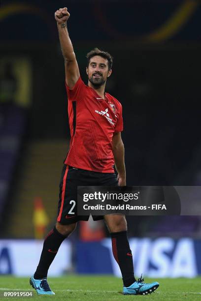 Mauricio Antonio of Urawa Reds celebrates scoring the 3rd Urawa Reds goal with team mates during the FIFA Club World Cup UAE 2017 fifth place playoff...