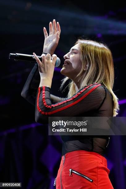 Julia Michaels performs during the 2017 Hot 99.5 Jingle Ball on December 11, 2017 in Washington, DC.