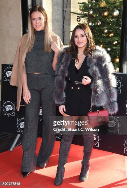 Chloe Meadows and Courtney Green attend the TRIC Awards Christmas lunch at Grosvenor House, on December 12, 2017 in London, England.