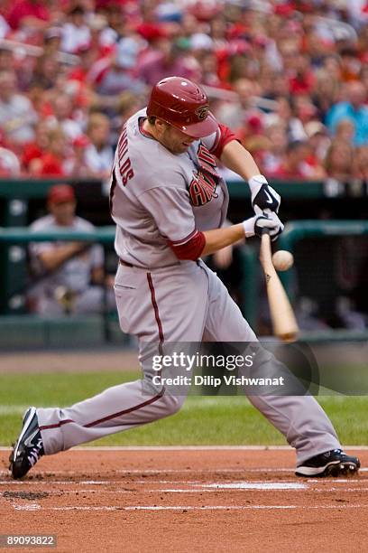 Mark Reynolds of the Arizona Diamondbacks bats against the St. Louis Cardinals on July 18, 2009 at Busch Stadium in St. Louis, Missouri. The...