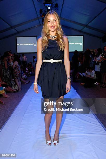 Personality Whitney Port attends the Extra Life Lycra 2010 fashion show during Mercedes-Benz Fashion Week Swim at the Cabana Grande at The Raleigh on...