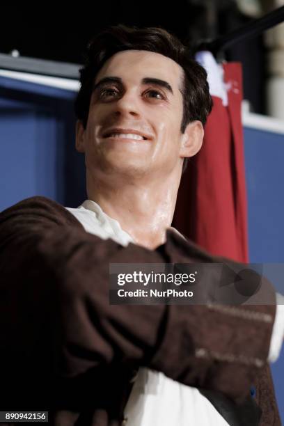 Spanish ice skater Javier Fernandez unveils his wax figure at the Wax Museum on December 12, 2017 in Madrid, Spain