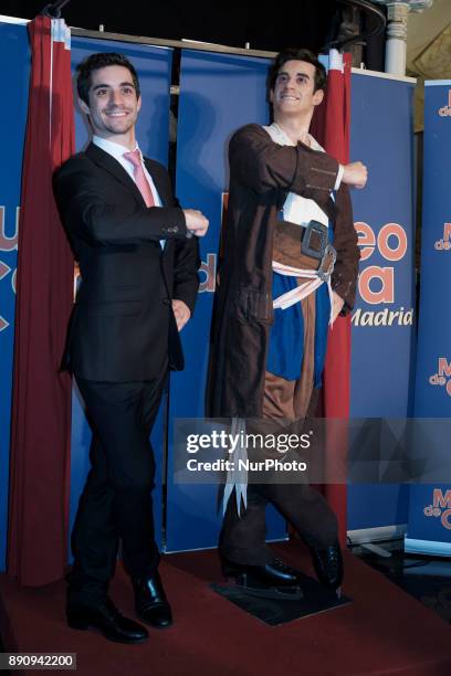 Spanish ice skater Javier Fernandez unveils his wax figure at the Wax Museum on December 12, 2017 in Madrid, Spain