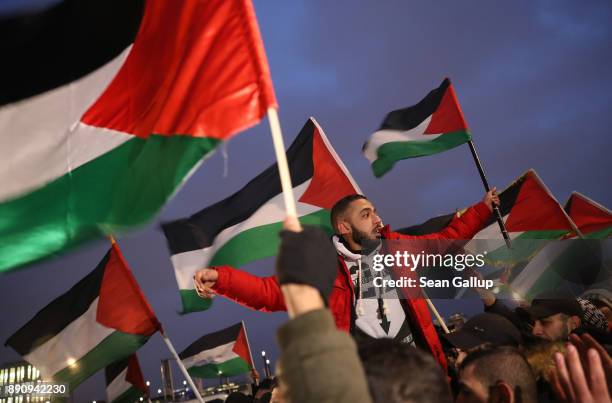 Arabic-speaking protesters attend a gathering to protest against the recent announcemment by U.S. President Donald Trump to recognize Jerusalem as...