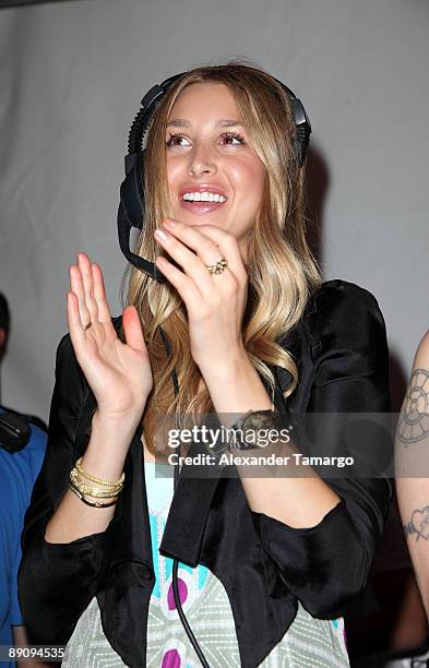 Whitney Port is seen working the Mara Hoffman fashion show during Mercedes Benz Fashion Week Swim at The Raleigh on July 18, 2009 in Miami, Florida.