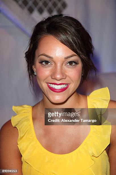 Brittany Gerena poses at Mercedes Benz Fashion Week Swim at The Raleigh on July 18, 2009 in Miami, Florida.