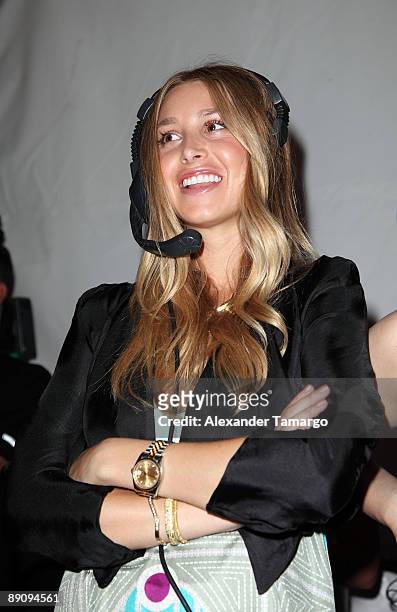 Whitney Port is seen working the Mara Hoffman fashion show during Mercedes Benz Fashion Week Swim at The Raleigh on July 18, 2009 in Miami, Florida.