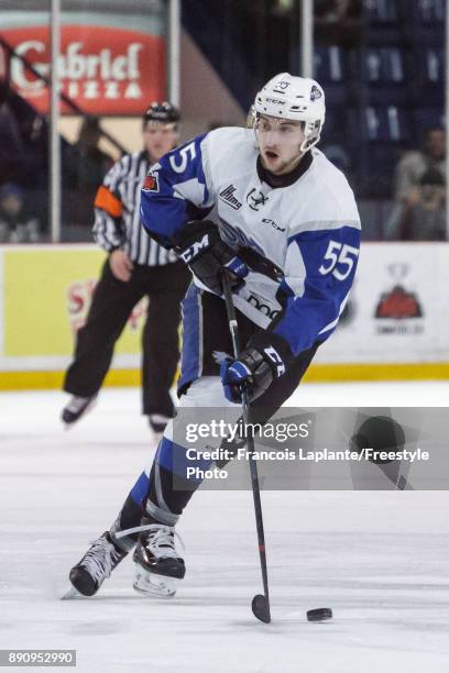 Alexis Girard of the Saint John Sea Dogs skates with the puck against the Gatineau Olympiques on December 1, 2017 at Robert Guertin Arena in...