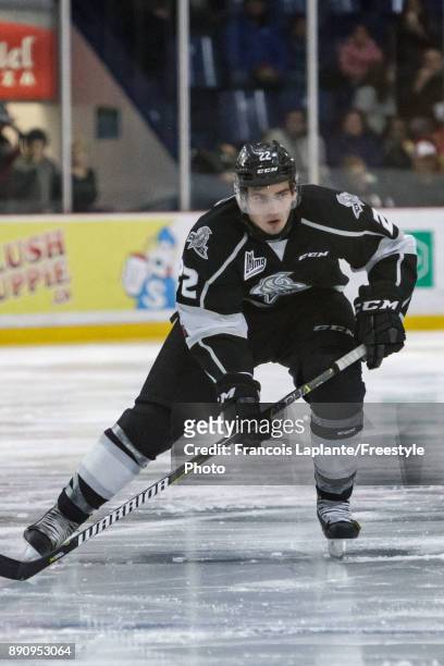 Shawn Boudrias of the Gatineau Olympiques skates against the Saint John Sea Dogs on December 1, 2017 at Robert Guertin Arena in Gatineau, Quebec,...