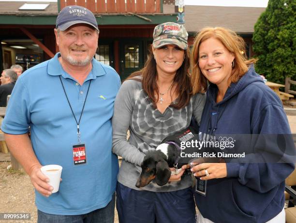 Agent/Promoter Gil Cunningham, Singer/Songwriter Terri Clark, dog Rudy and Promoter Liz Cunningham pose backstage at the 17th Annual Country Thunder...
