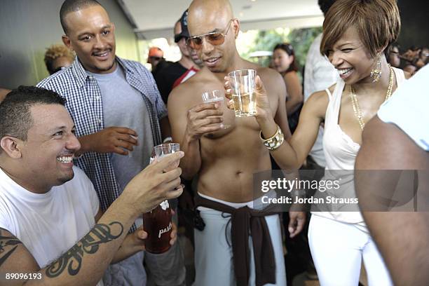 Big Billy Clark and Elise Neal attend Big Billy Clark's Annual Debauchery Birthday Pool Party at a private residence on July 18, 2009 in Los Angeles,...