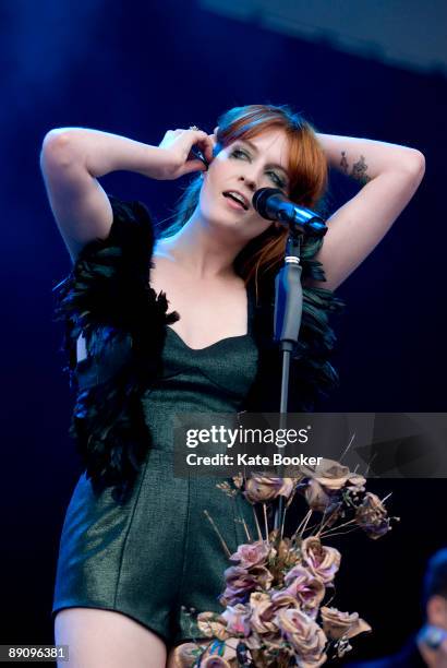 Florence Welch of Florence and The Machine performs on stage on the first day of Lovebox Weekender at Victoria Park on July 18, 2009 in London,...