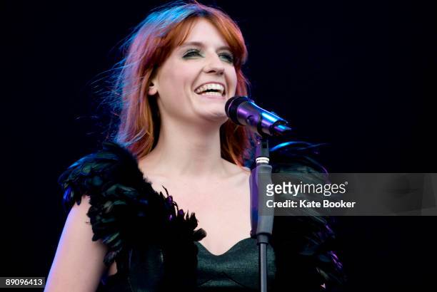 Florence Welch of Florence and The Machine performs on stage on the first day of Lovebox Weekender at Victoria Park on July 18, 2009 in London,...