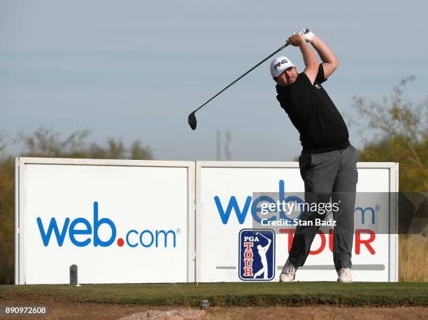 Kent Bulle plays a tee shot on the second hole during the final round of the Web.com Tour Qualifying Tournament at Whirlwind Golf Club on the Cattail...