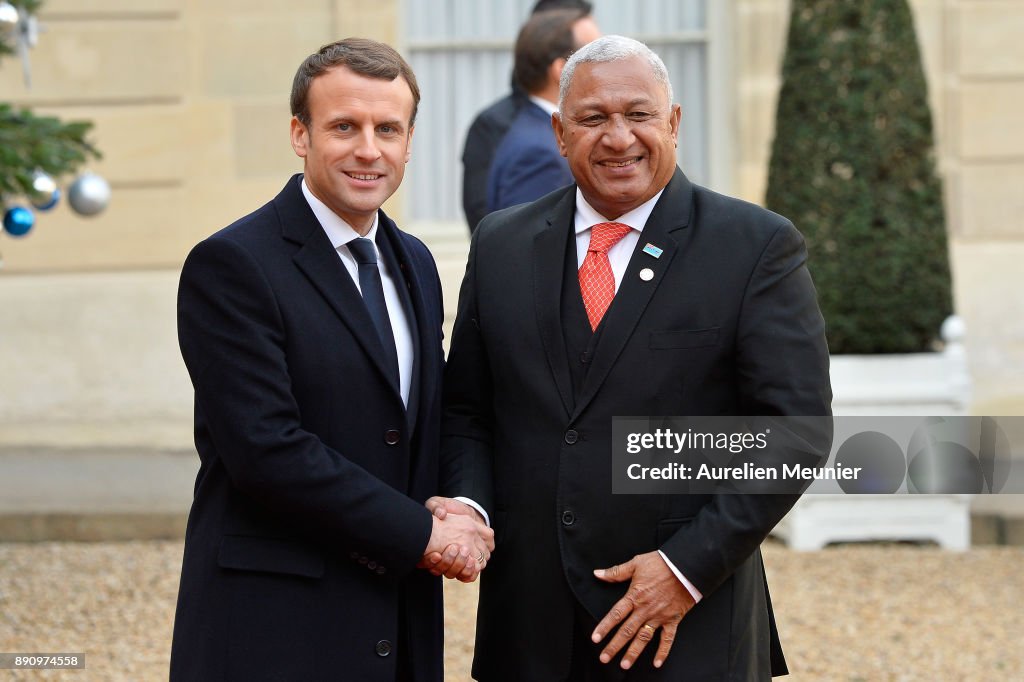 French President Emmanuel Macron Receives One Planet Summit's International Leaders At Elysee Palace In Paris