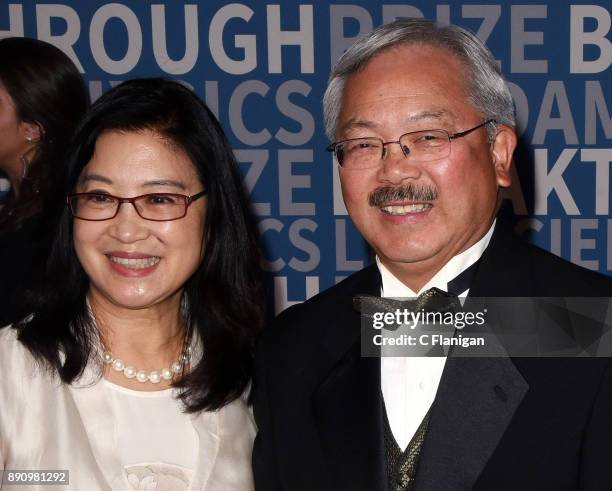 San Fransisco Mayor Ed Lee and his wife Anita Lee arrive at the 2018 Breakthrough Prize at NASA Ames Research Center on December 3, 2017 in Mountain...