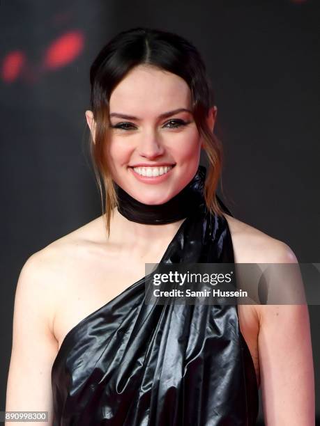 Daisy Ridley attends the European Premiere of 'Star Wars: The Last Jedi' at Royal Albert Hall on December 12, 2017 in London, England.