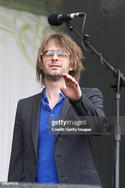 Thom Yorke performs live on day 4 of the Latitude Festival held in Henham Park, Southwold on July 19, 2009 in Southwold, England.