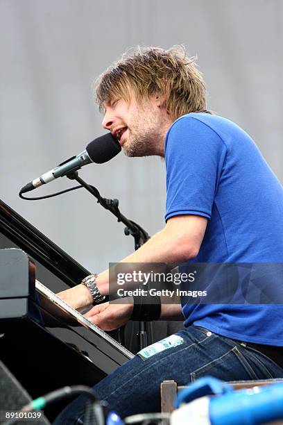 Thom Yorke performs live on day 4 of the Latitude Festival held in Henham Park, Southwold on July 19, 2009 in Southwold, England.