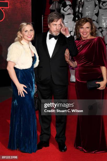 Actor Mark Hamill , his wife Marilou York and daughter Chelsea Hamill attend the European Premiere of 'Star Wars: The Last Jedi' at Royal Albert Hall...