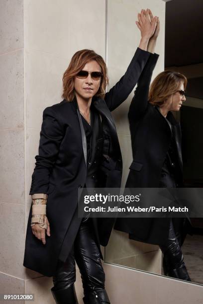 Musician and member of X Japan, Yoshiki is photographed for Paris Match on October 24, 2017 in Paris, France.