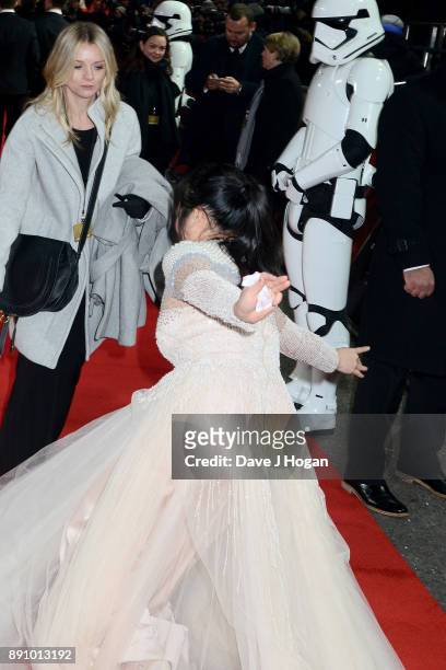 Kelly Marie Tran attends the European Premiere of 'Star Wars: The Last Jedi' at Royal Albert Hall on December 12, 2017 in London, England.