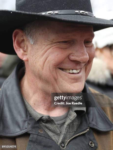 Republican Senatorial candidate Roy Moore arrives to cast his vote at the polling location setup in the Fire Department on December 12, 2017 in...