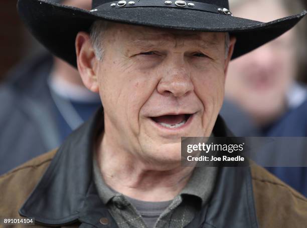 Republican Senatorial candidate Roy Moore arrives to cast his vote at the polling location setup in the Fire Department on December 12, 2017 in...