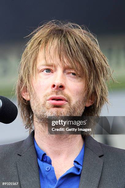 Thom Yorke performs live on day 4 of the Latitude Festival held in Henham Park, Southwold on July 19, 2009 in Southwold, England.