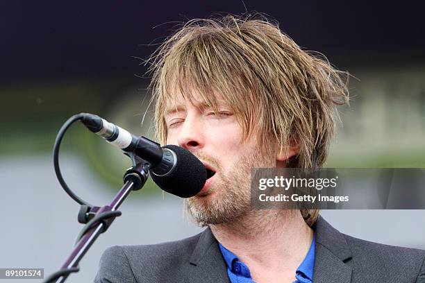 Thom Yorke performs live on day 4 of the Latitude Festival held in Henham Park, Southwold on July 19, 2009 in Southwold, England.