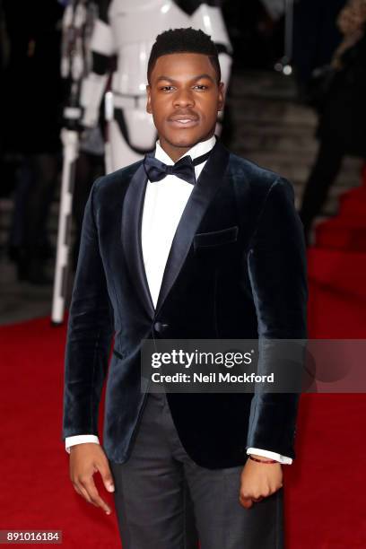 Actor John Boyega attends the European Premiere of 'Star Wars: The Last Jedi' at Royal Albert Hall on December 12, 2017 in London, England.