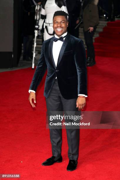 Actor John Boyega attends the European Premiere of 'Star Wars: The Last Jedi' at Royal Albert Hall on December 12, 2017 in London, England.