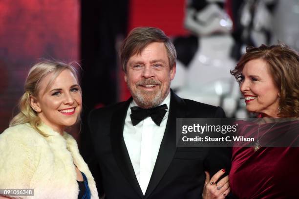 Actor Mark Hamill , his wife Marilou York and daughter Chelsea Hamill attend the European Premiere of 'Star Wars: The Last Jedi' at Royal Albert Hall...