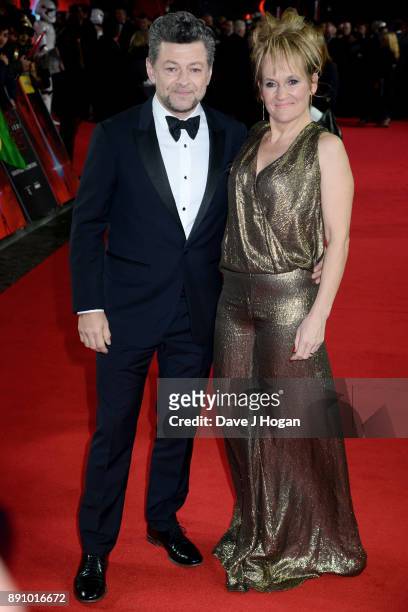 Andy Serkis and Lorraine Ashbourne attend the European Premiere of 'Star Wars: The Last Jedi' at Royal Albert Hall on December 12, 2017 in London,...