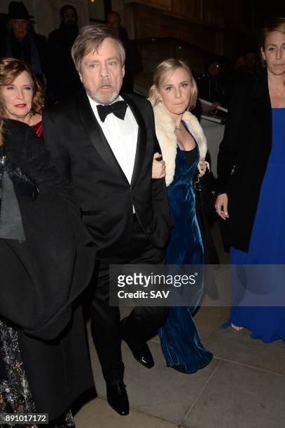 Mark Hamill and his daughter leave their hotel for the Star Wars - The Last Jedi Premiere on December 12, 2017 in London, England.