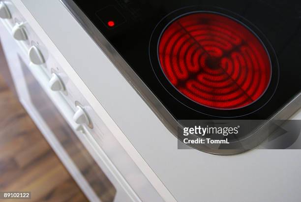 detailed hotplate on top of a stove - burner stove top stockfoto's en -beelden